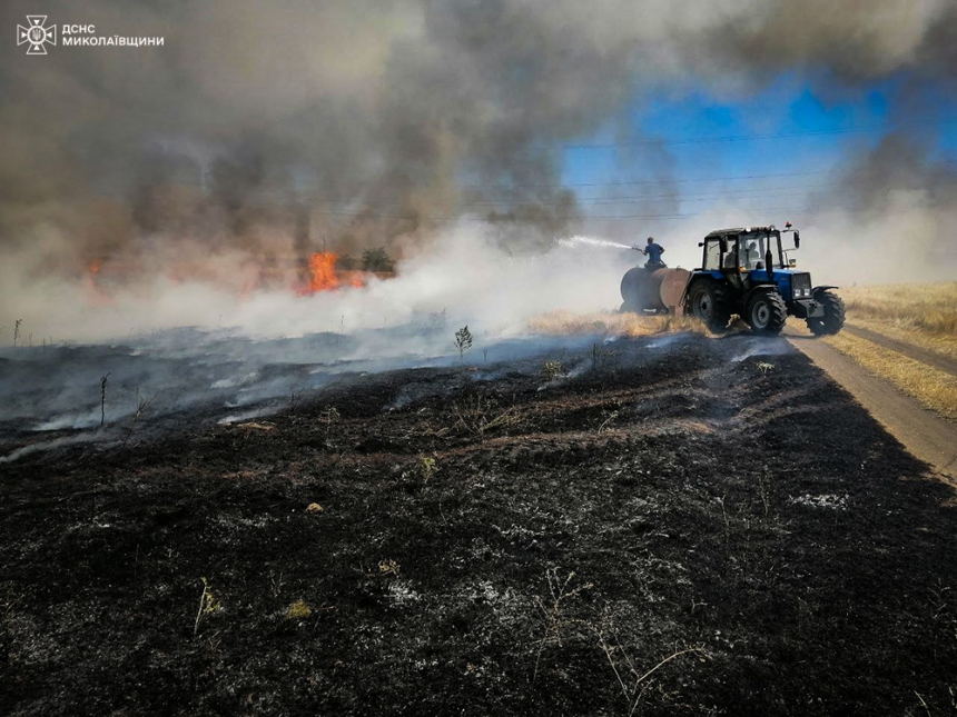 В Николаевской области горело пшеничное поле — возможен поджог