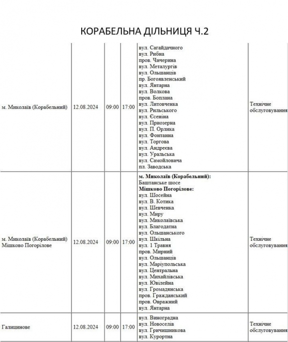 У Миколаєві буде «ремонтний» блекаут: без світла залишаться понад 100 вулиць