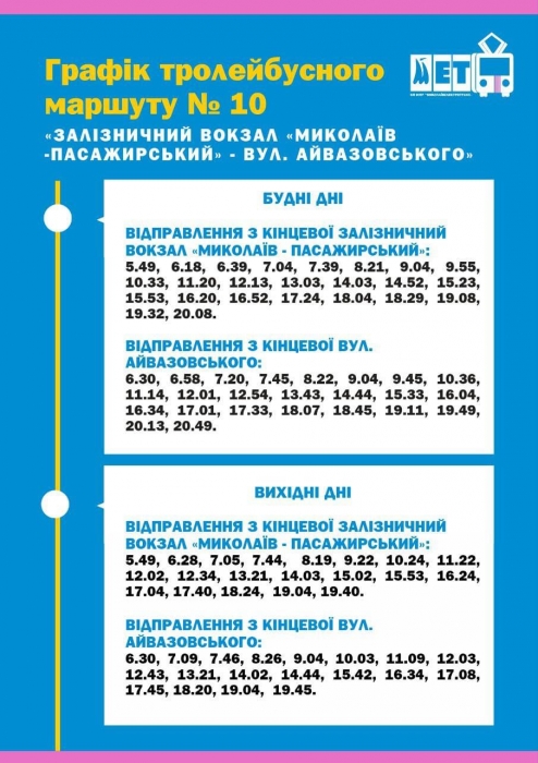 У Миколаєві графік руху тролейбуса у віддалений район підлаштували під київський потяг 