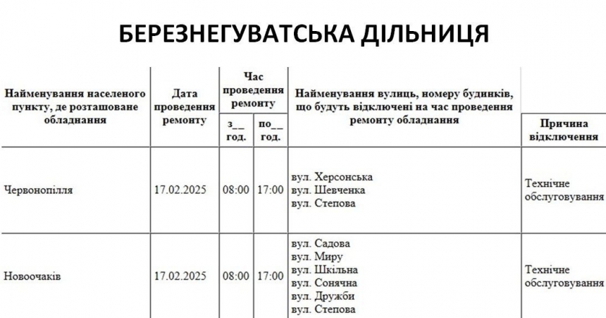 Де в Миколаєві та області 17 лютого відключатимуть світло (адреси)