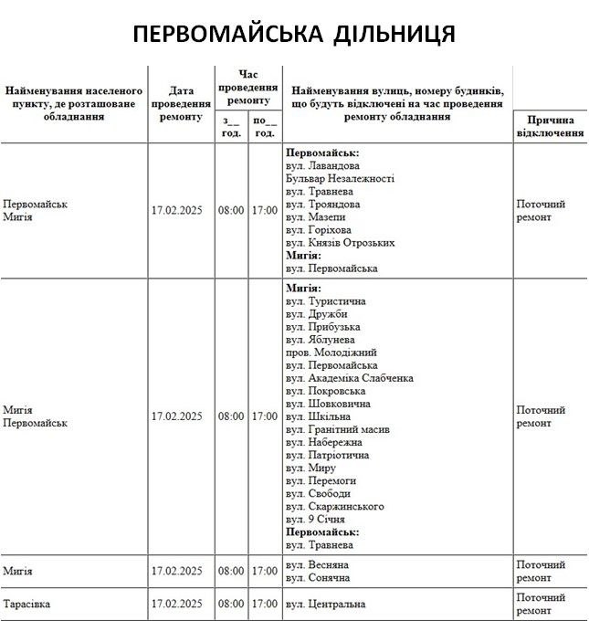 Де в Миколаєві та області 17 лютого відключатимуть світло (адреси)