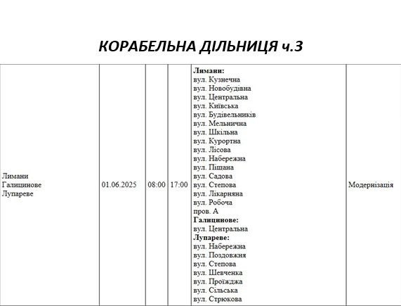 Частина Корабельного району у Миколаєві у перший день літа залишиться без світла
