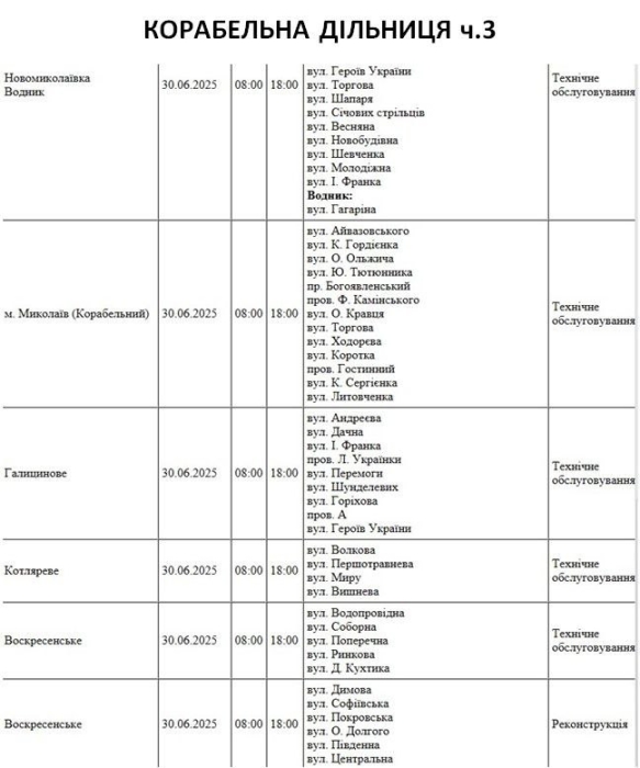 Масштабне відключення світла: близько 200 вулиць Миколаєва в понеділок буде знеструмлено