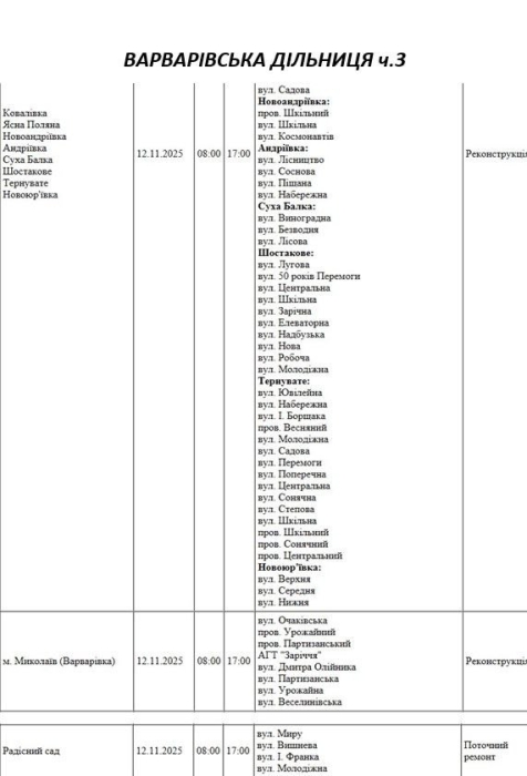 Які вулиці Миколаєва буде знеструмлено 12 листопада через ремонт