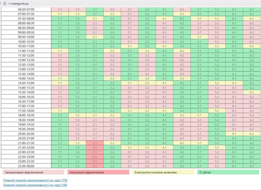 У Миколаєві оновили графік погодинних відключень світла