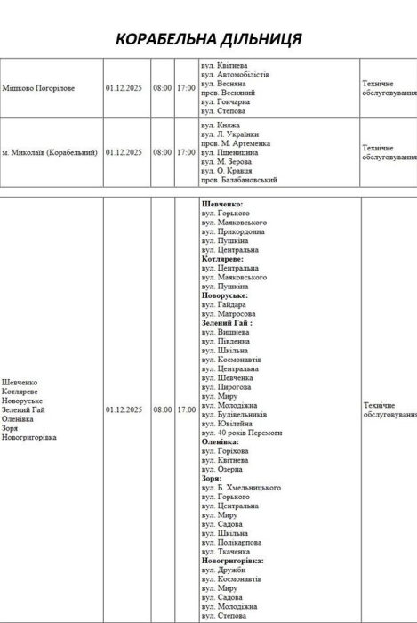 «Ремонтное» отключение света в Николаеве и области: появился график
