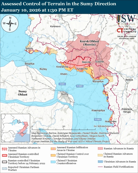 Росіяни просунулися на Сумщині, але у них немає їжі та води — ISW