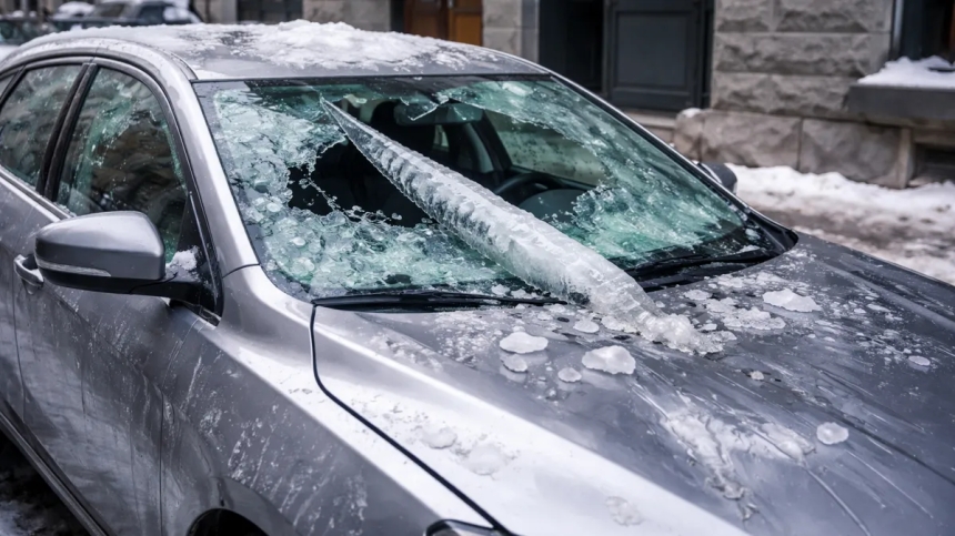 Падіння бурульки на авто: у Мін’юсті пояснили, хто відповідає і як отримати компенсацію