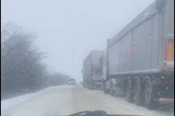 На трассе Николаев-Одесса скопились сотни фур (видео)