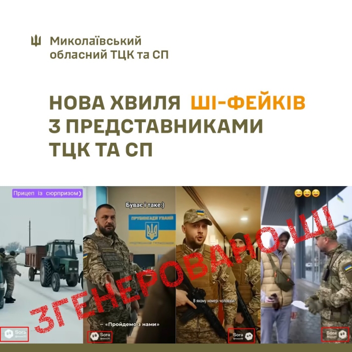 У Миколаївському ТЦК заявляють про інформаційну кампанію з використанням відео, створених ШІ