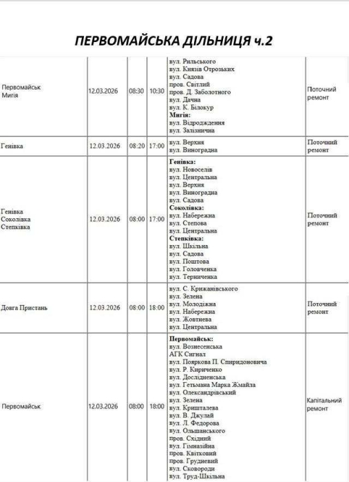 Завтра без света останется ряд адресов в Николаеве