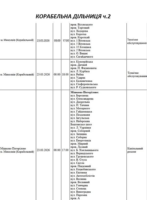 Масштабне відключення світла: півтори сотні вулиць Миколаєва буде знеструмлено