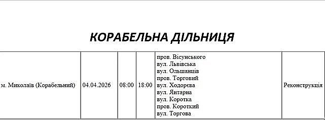 Відключення світла через ремонт: які вулиці Миколаєва буде знеструмлено 4 квітня