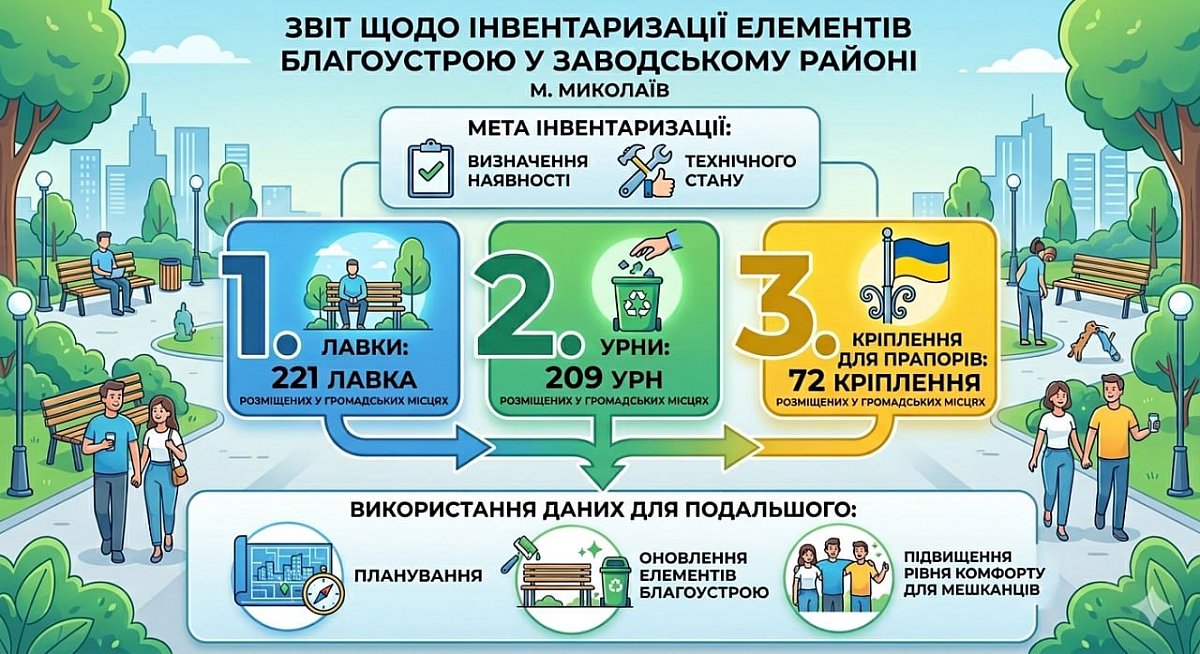 У Заводському районі Миколаєва перерахували лави та урни
