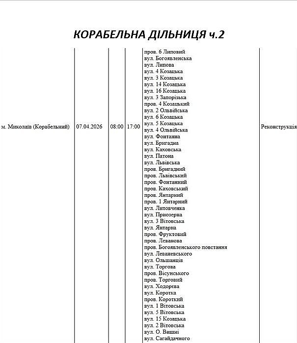Ремонт та реконструкція: майже 100 вулиць Миколаєва буде знеструмлено