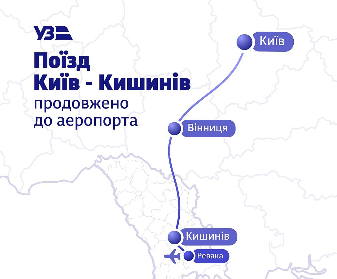 Прямий потяг із вокзалу Києва до аеропорту Кишинева запускає Укрзалізниця