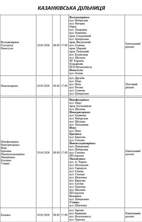 Отключение света из-за ремонта: какие улицы в Николаевской области будут завтра обесточены