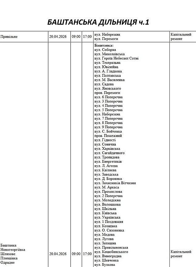Отключение света из-за ремонта: какие улицы в Николаевской области будут завтра обесточены