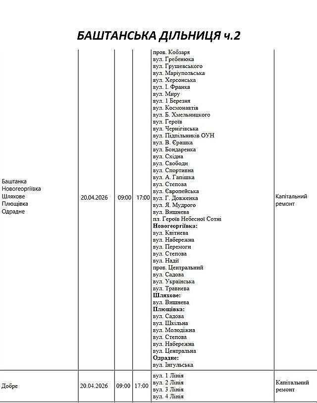 Отключение света из-за ремонта: какие улицы в Николаевской области будут завтра обесточены