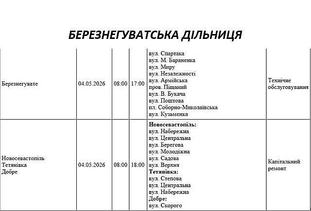 Плановые отключения света в Николаеве и области на 4 мая