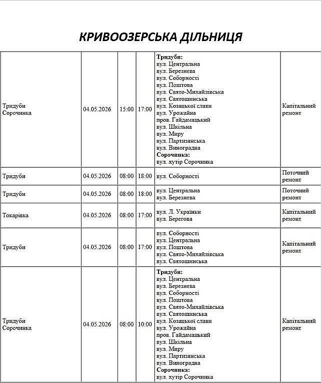 Плановые отключения света в Николаеве и области на 4 мая