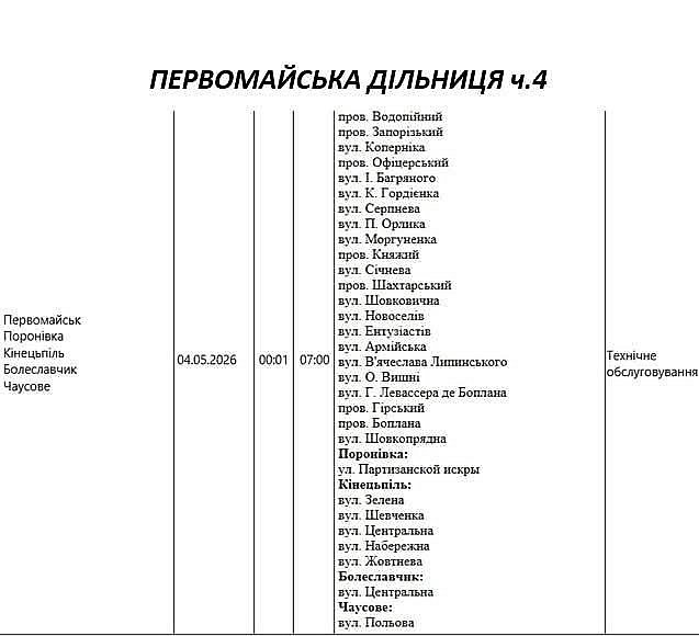Плановые отключения света в Николаеве и области на 4 мая