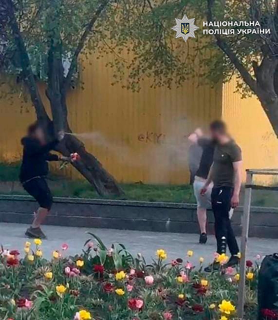 В Киеве вор цветов из клумбы распилил слезоточивый газ и ударил полицейского