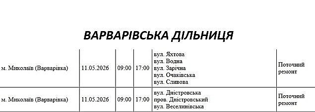 140 улиц Николаева в понедельник будут обесточены