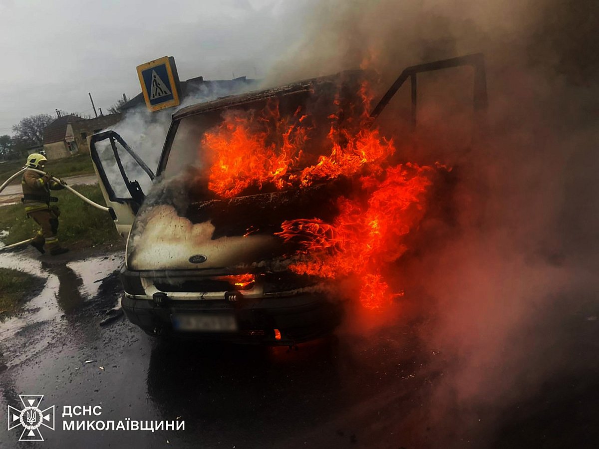 В Николаевской области на ходу загорелся «Форд»: фото пожара