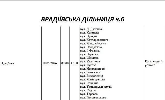 Где в Николаеве и области 18 мая не будет света (адреса)