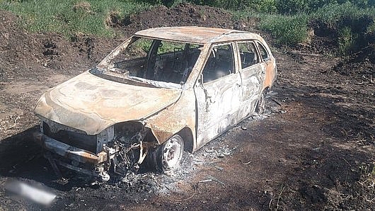На Вінниччині знайшли спалений автомобіль з тілом людини всередині. Фото: Суспільне Вінниця