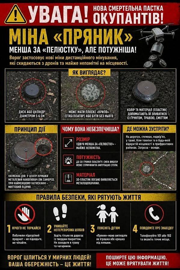 В Николаевской области враг разбрасывает новые мины «Пряник»