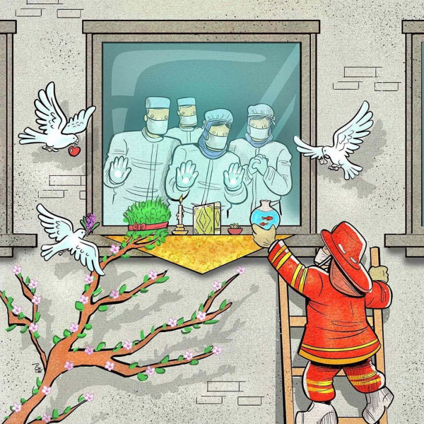 15 благодарных и честных картин иранского художника о новых героях - медработниках всего мира