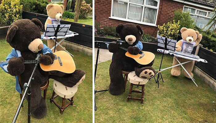  Два плюшевых медведя Тед и Эд веселят соседей на карантине (22 фото) 
