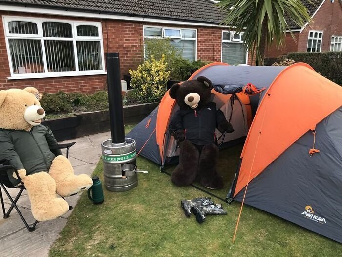  Два плюшевых медведя Тед и Эд веселят соседей на карантине (22 фото) 