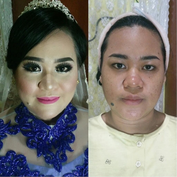 20 фотографий невест из Азии до и после свадебного макияжа