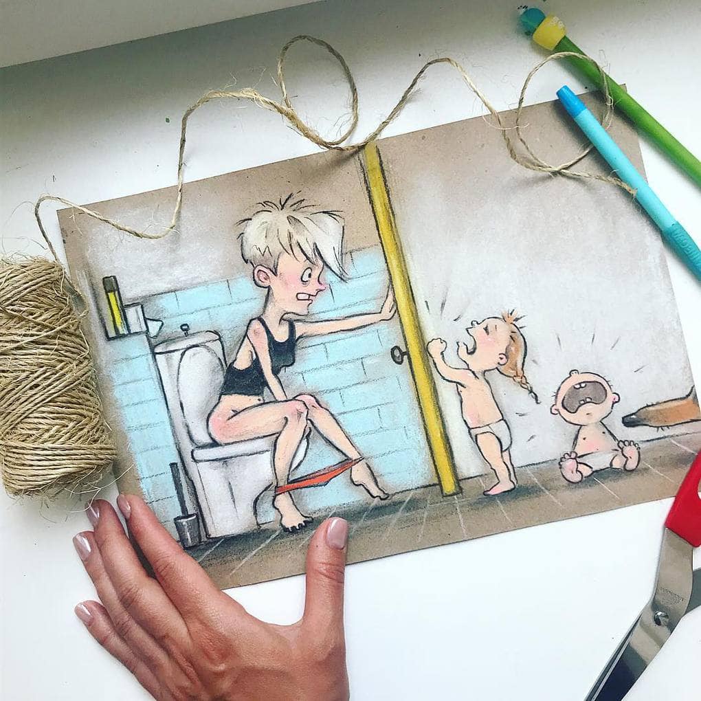 Художница с двумя детьми создаёт рисунки о том, как ей удаётся всё успевать (фото)