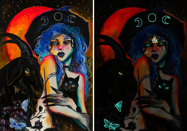 Картины Вивьен Санисло, светящиеся в темноте