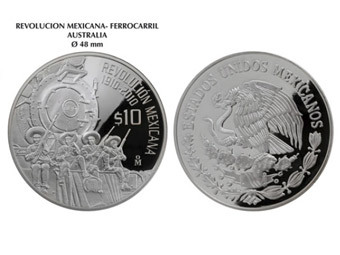 Мексиканская серебрянная монета, отчеканенная в честь 100-летия Революции