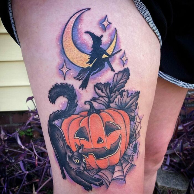 Прикольные и необычные татуировки в стиле Хэллоуина (фото)