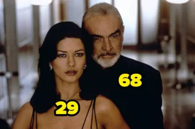 Разница в возрасте между актёрами и актрисами, сыгравшими пары (фото)