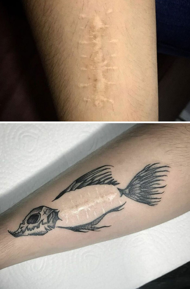 Кавер-ап татуировки, с помощью которых мастера превратили изъяны кожи в произведения искусства