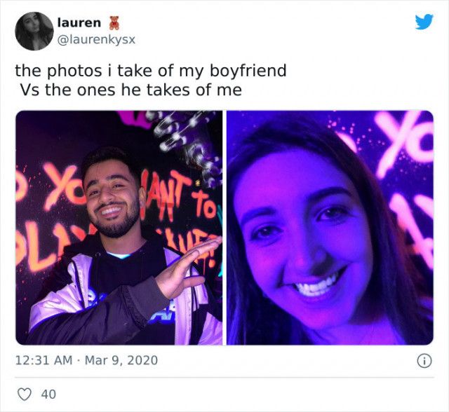 Как девушки фотографируют своих парней vs. как парни фотографируют своих девушек 