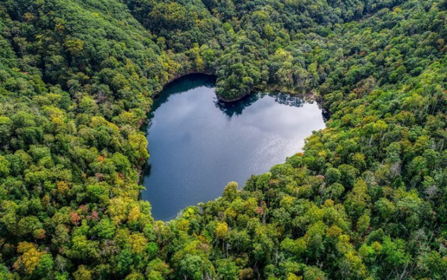 Тоёнико: естественное озеро в форме сердца в Японии  (фото, видео)