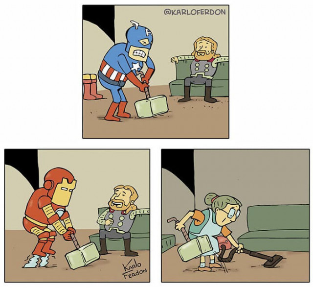 Повседневная жизнь супергероев, о которой мы не догадываемся, в забавных комиксах (фото)