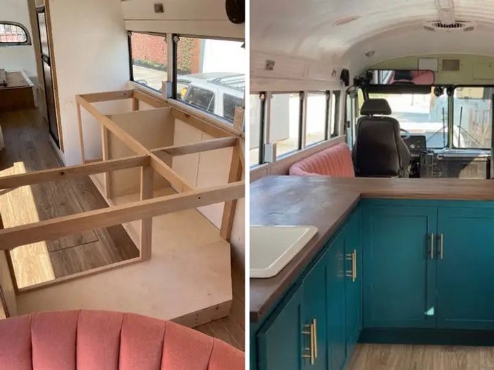Старый школьный автобус превратили в уютное жилище на колесах. Фото