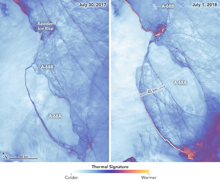 Ученые показали, как потепление разрушило крупнейший в мире айсберг. Фото