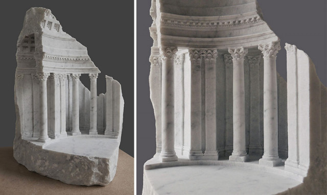 Миниатюрные архитектурные пространства, вырезанные из мрамора и камня (фото)