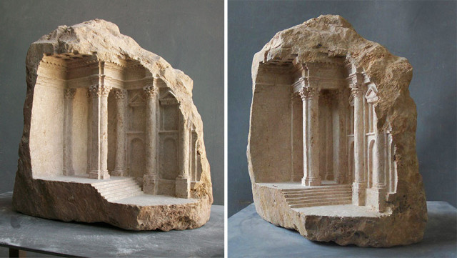 Миниатюрные архитектурные пространства, вырезанные из мрамора и камня (фото)