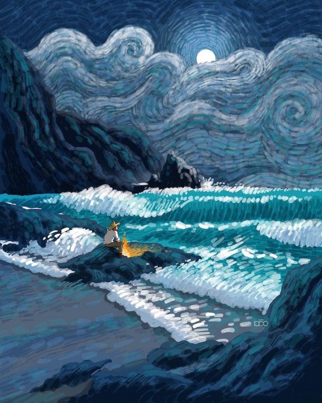 Іранський художник зображує життя Ван Гога, створюючи ілюстрації у його стилі (фото)